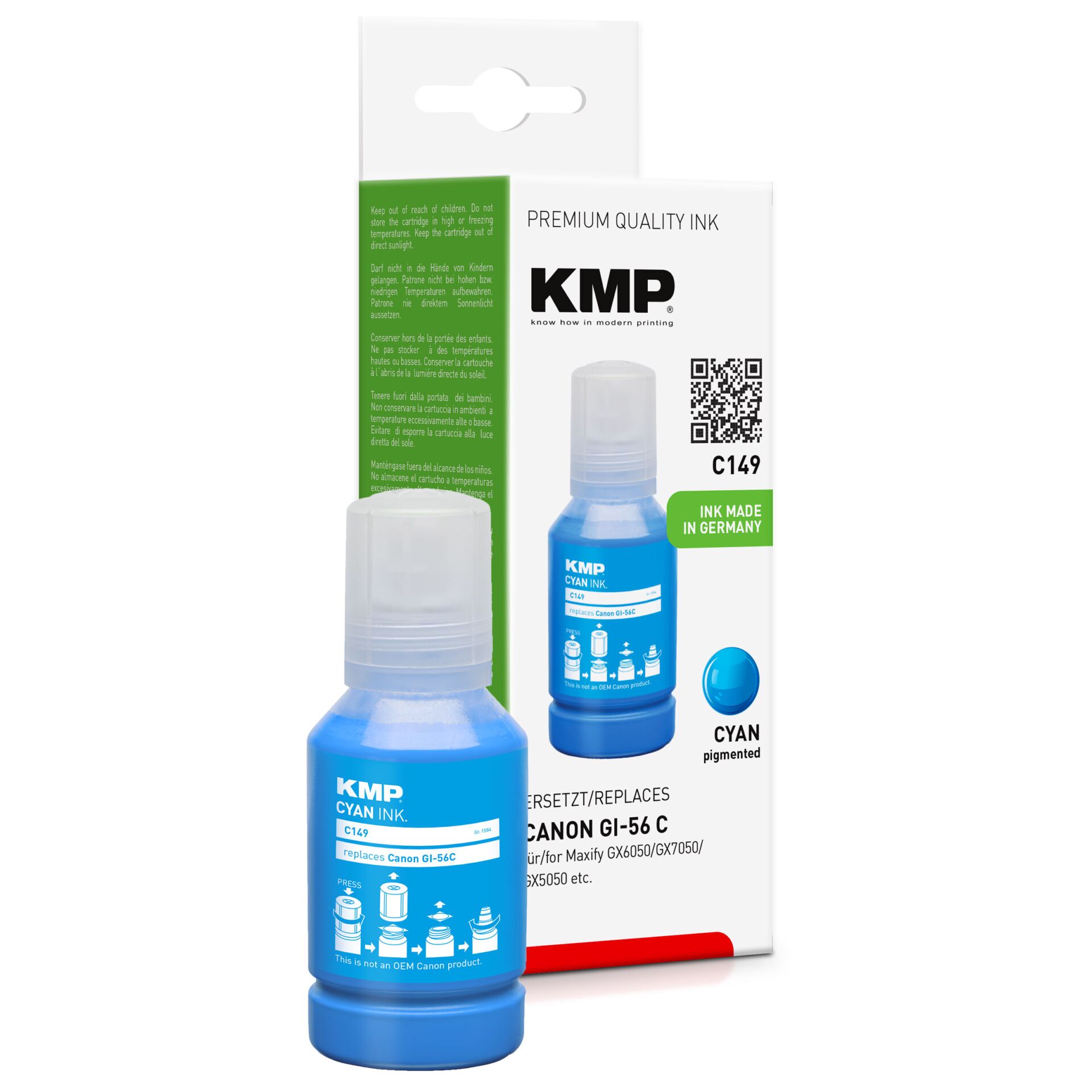 KMP C149 Ink Tank cyan compatible with Canon GI-56 C