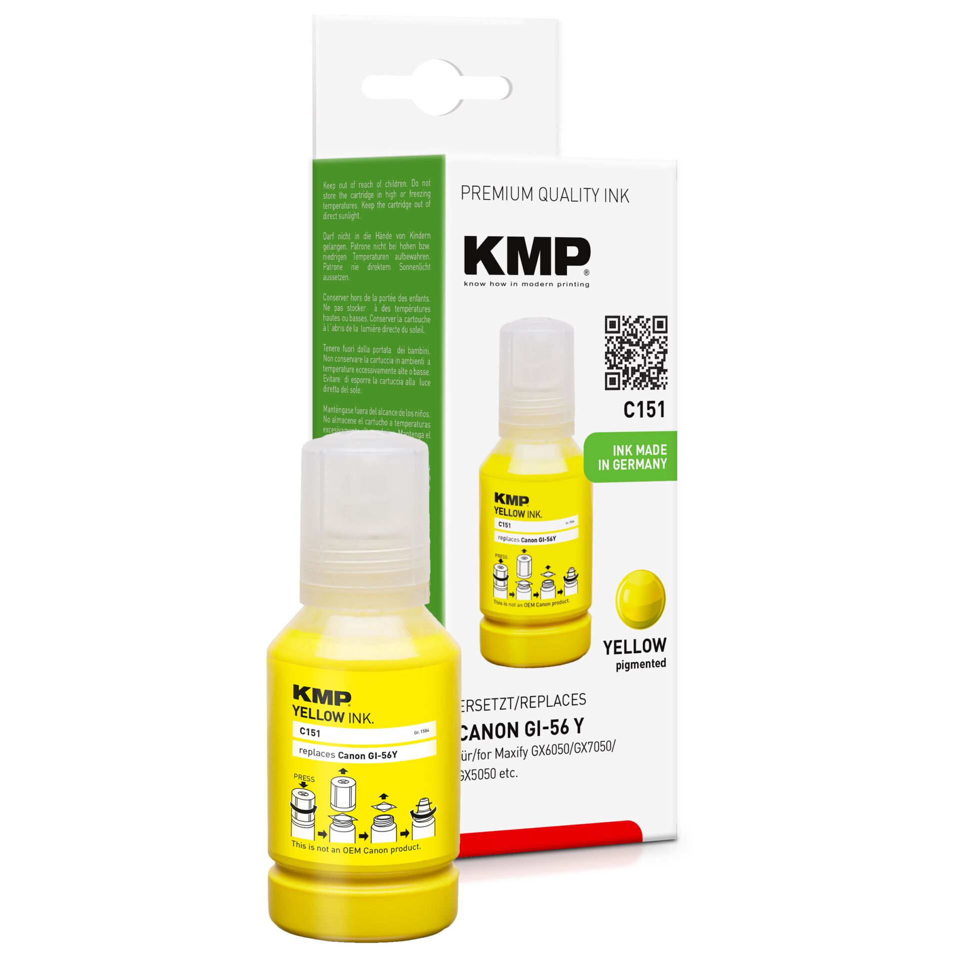 KMP C151 Ink Tank yellow compatible with Canon GI-56 Y