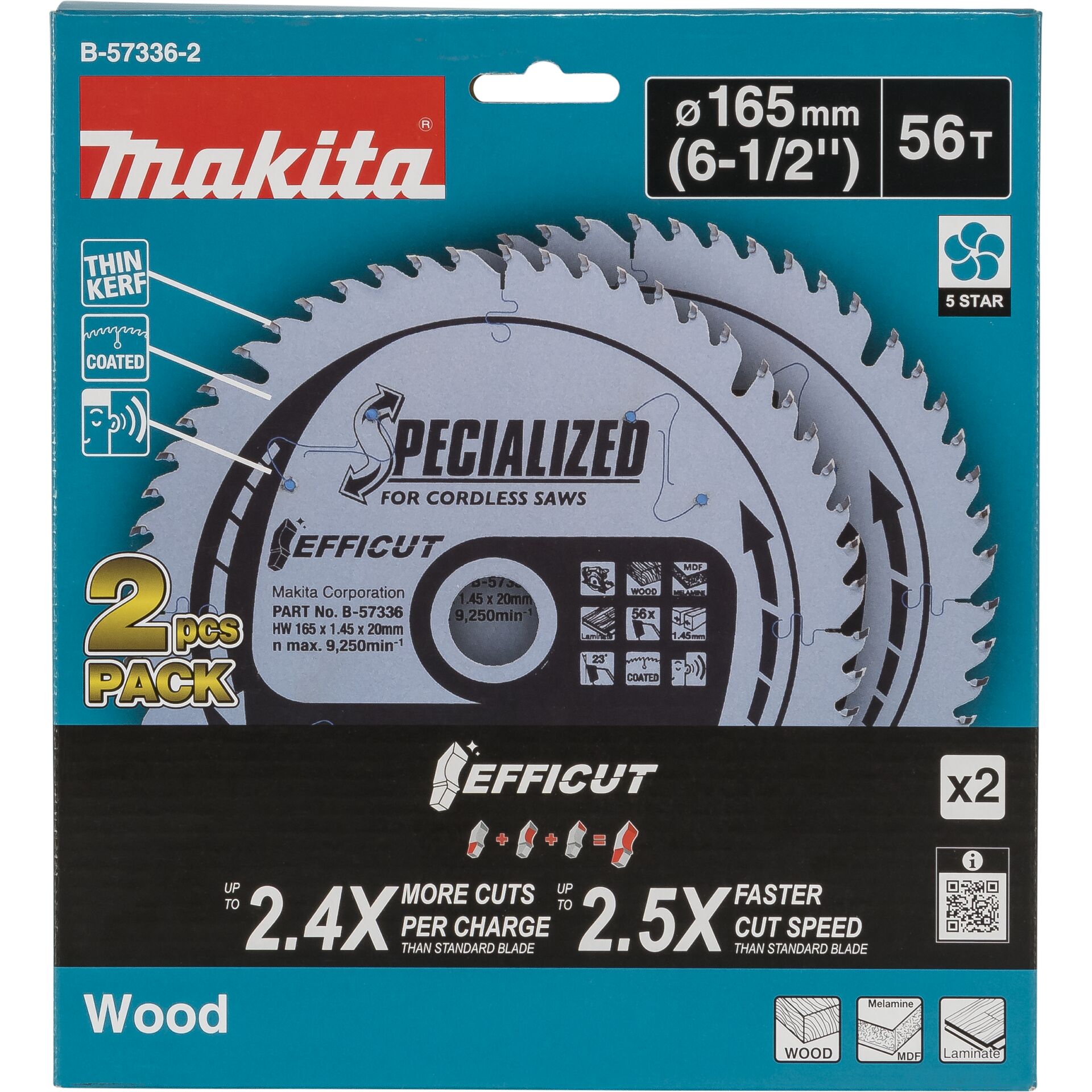 Makita B-57336-2 EFFICUT Saw Blade 165x20x56T