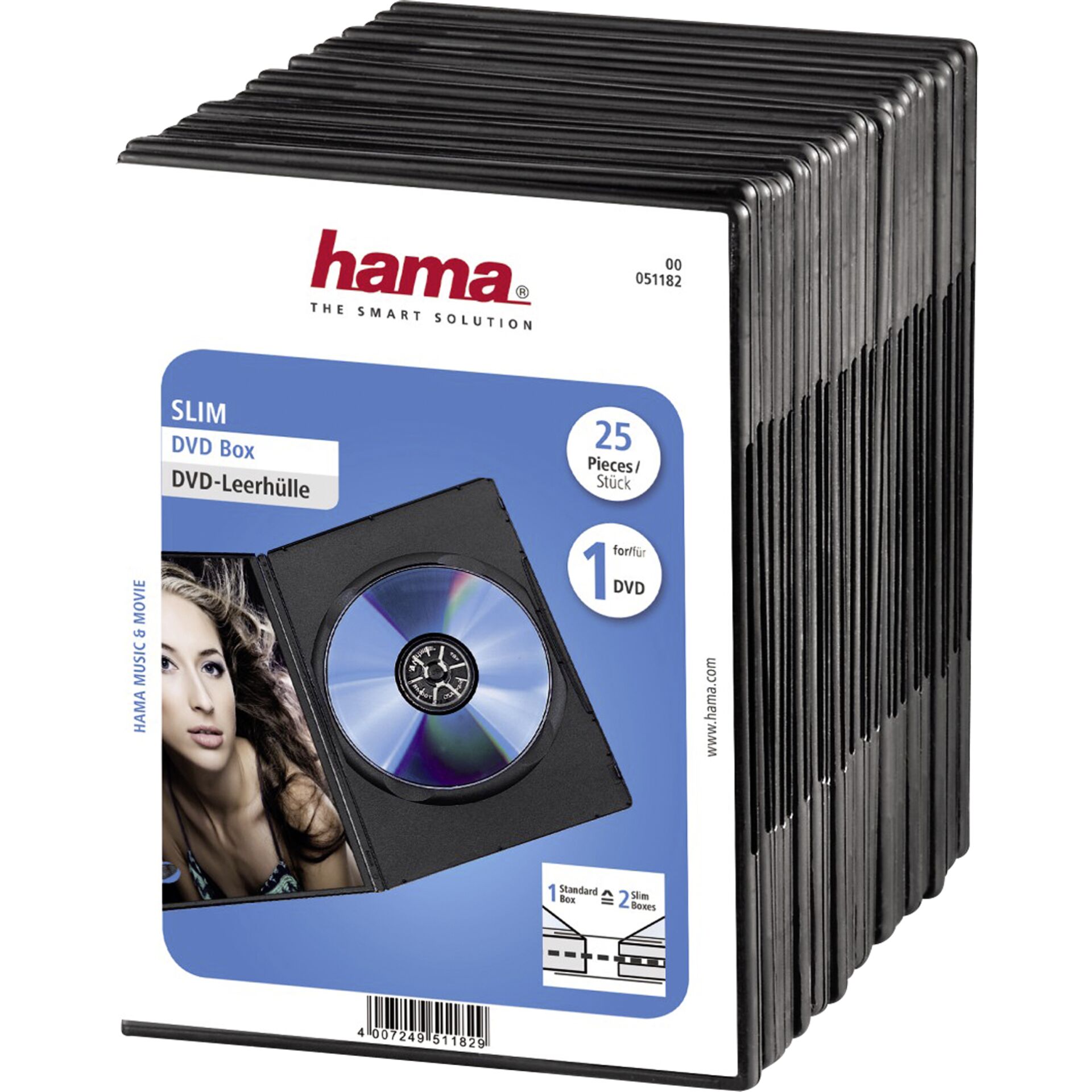 Hama Slim DVD Jewel Case pack of 25, black 51182