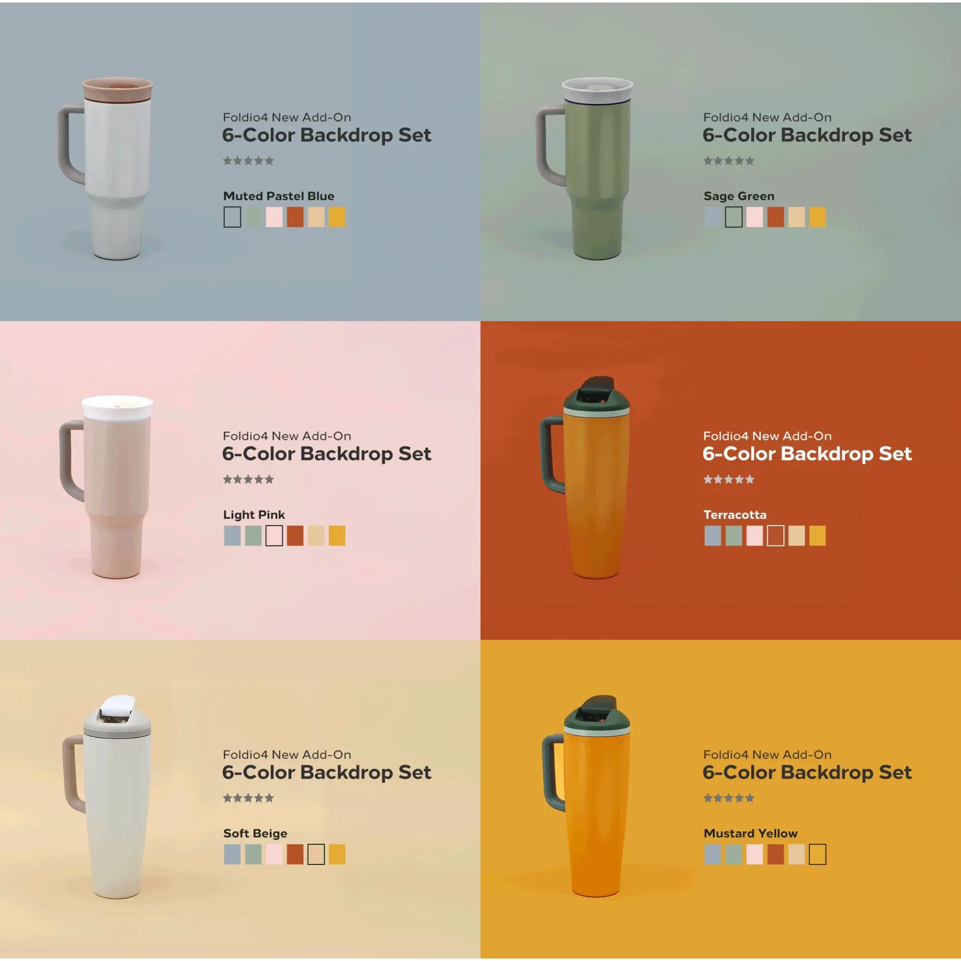 Orangemonkie Background Set 6-Colours for Foldio 4