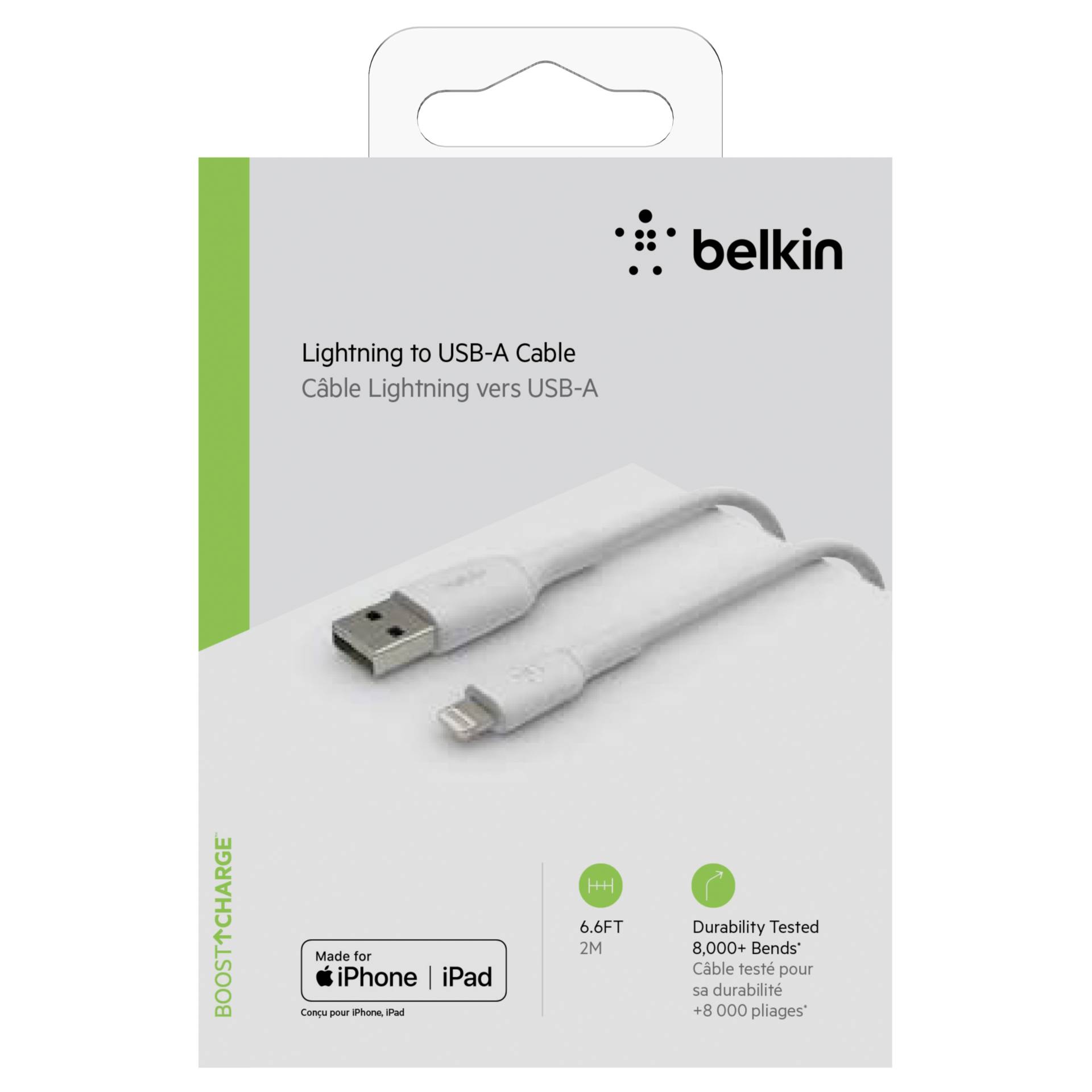 Belkin Lightning Lade/Sync Cable 2m, PVC, white, mfi certified
