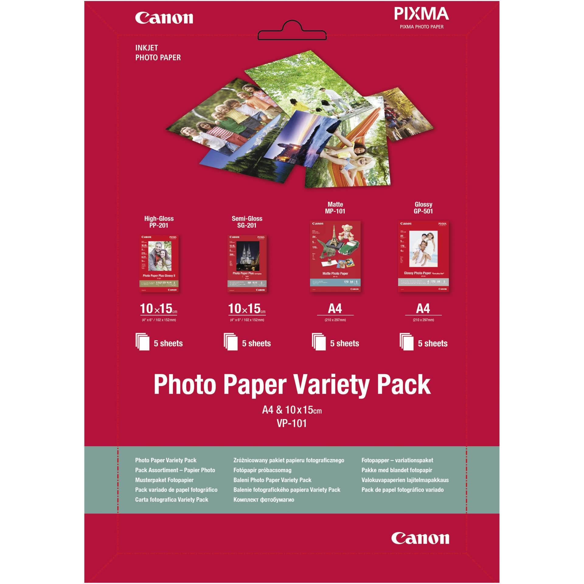 Canon VP-101 Photo Paper Variety Pack A 4 a. 10x15 cm 4x5 Sheets