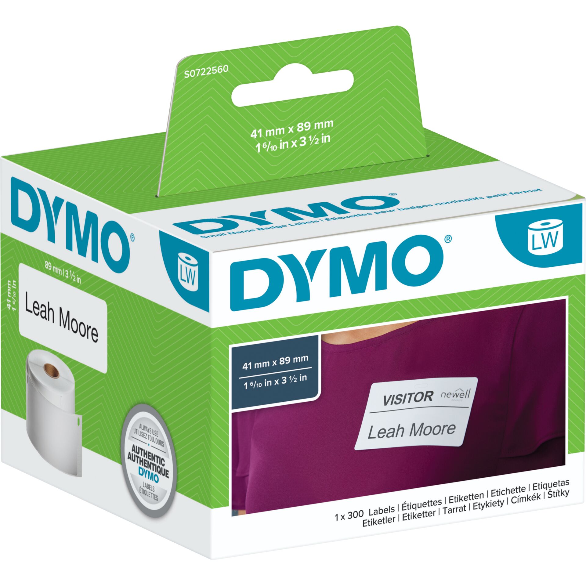 Dymo Removable White name badge 89mm x 41mm / 300 labels 11356