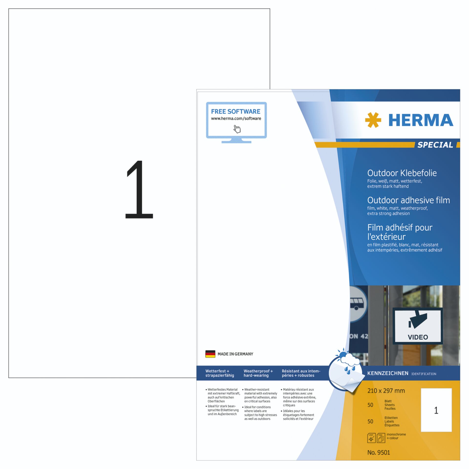 Herma Outdoor Adhesive Film 9501 210x297 50 sheets 50 pcs.