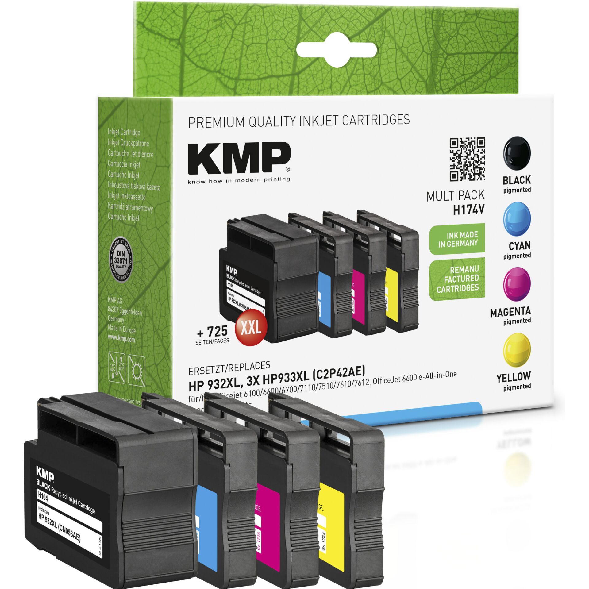 KMP H174V Multipack BK/C/M/Y comp. with HP C2P42AE 932/933 XL