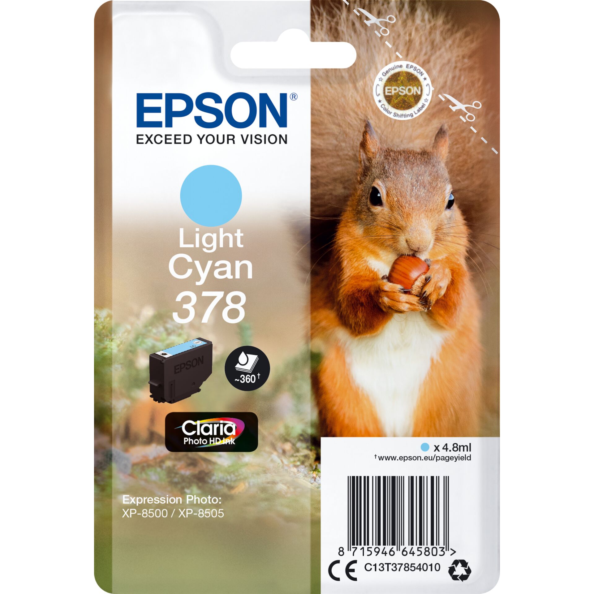 Epson ink cartridge light cyan Claria Photo HD 378 T 3785