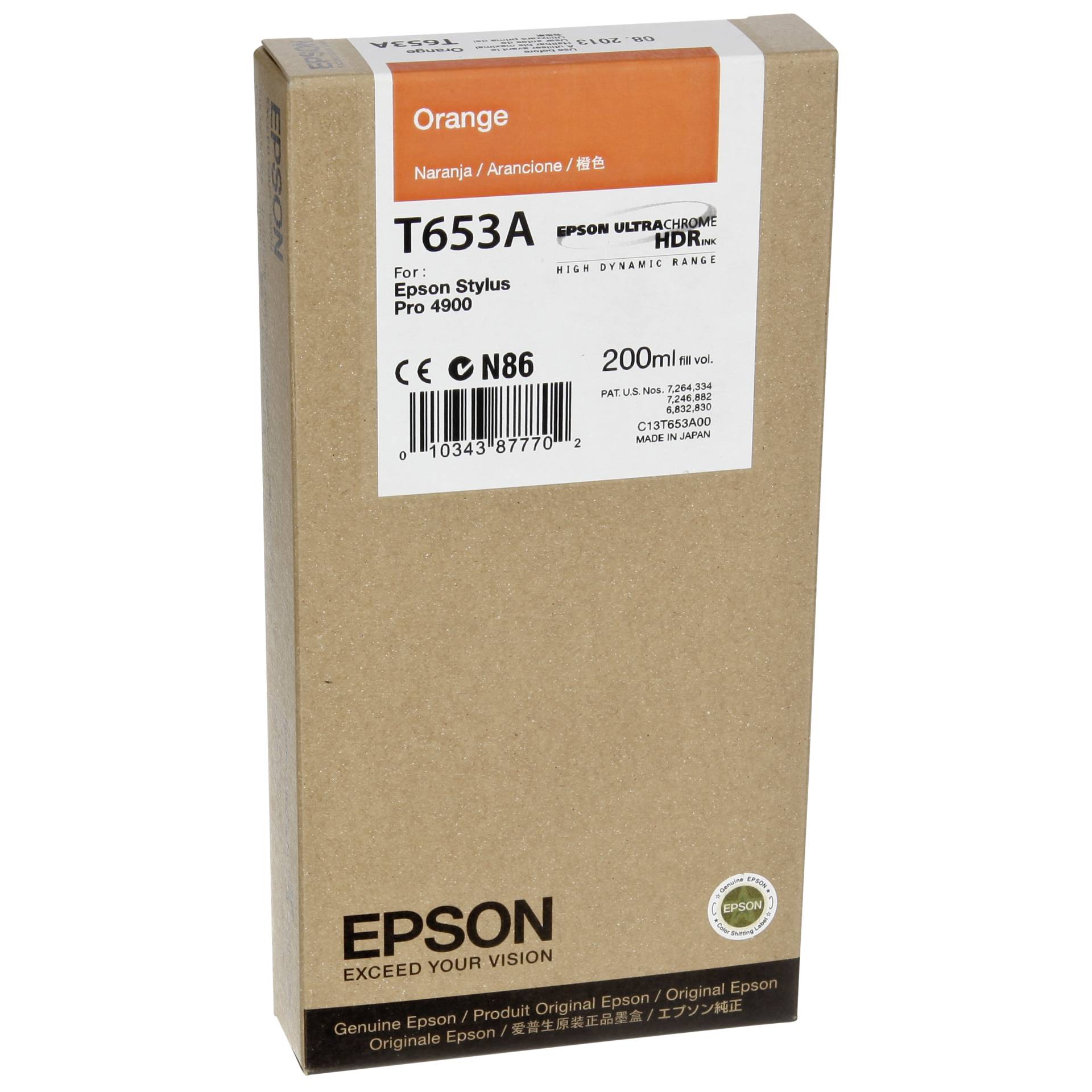 Epson ink cartridge orange T 653 200 ml T 653A