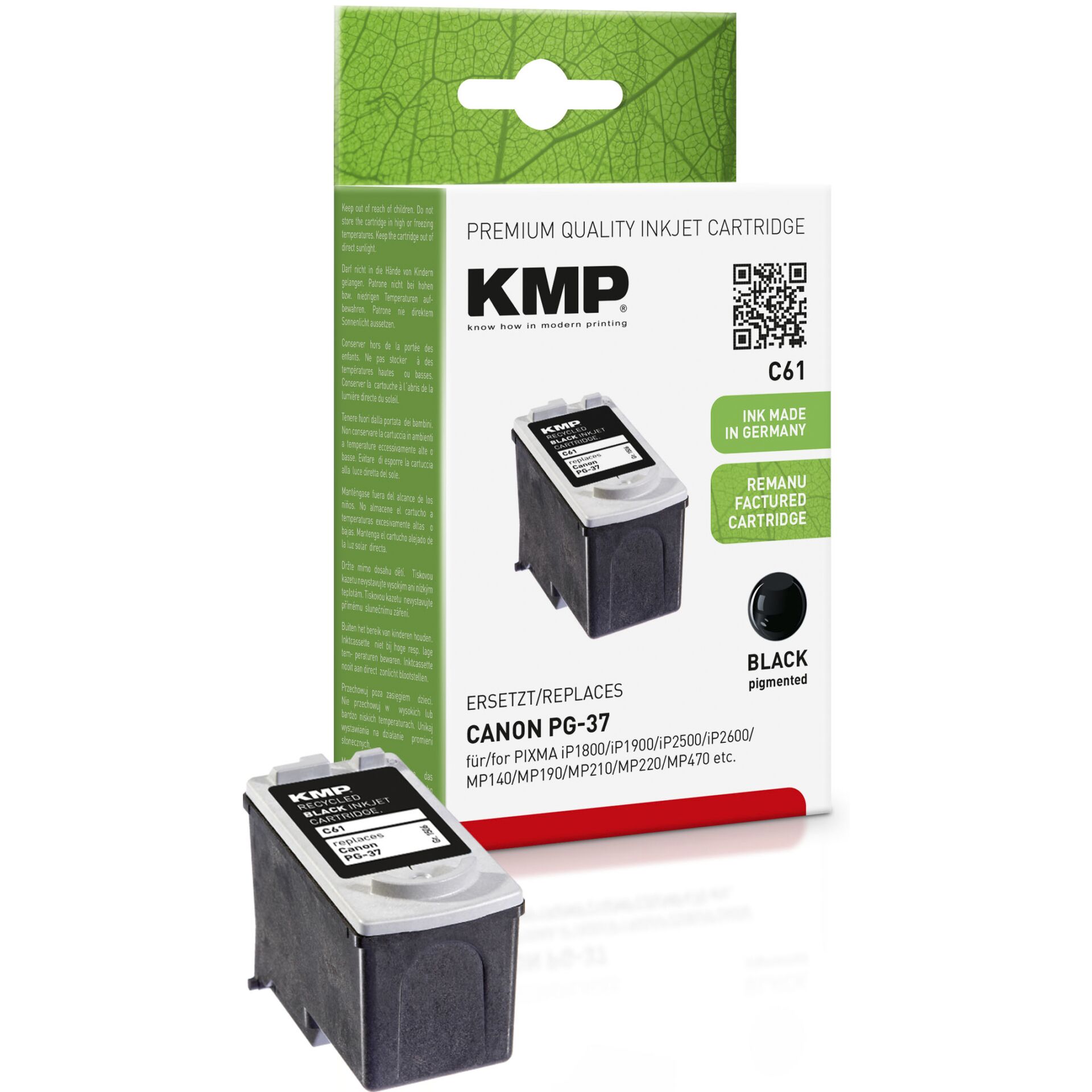 KMP C61 ink cartridge black compatible with Canon PG-37