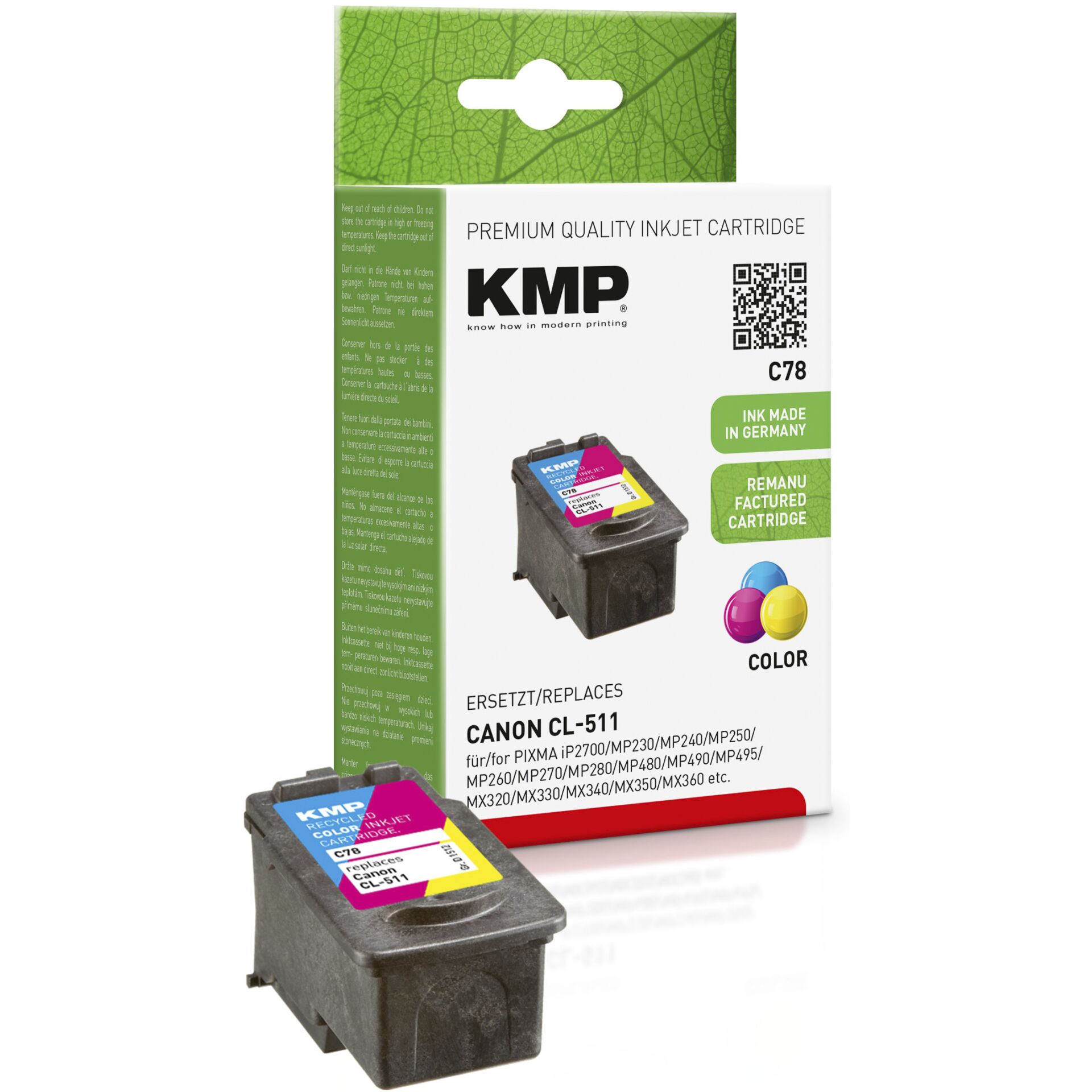 KMP C78 ink cartridge color compatible with Canon CL-511