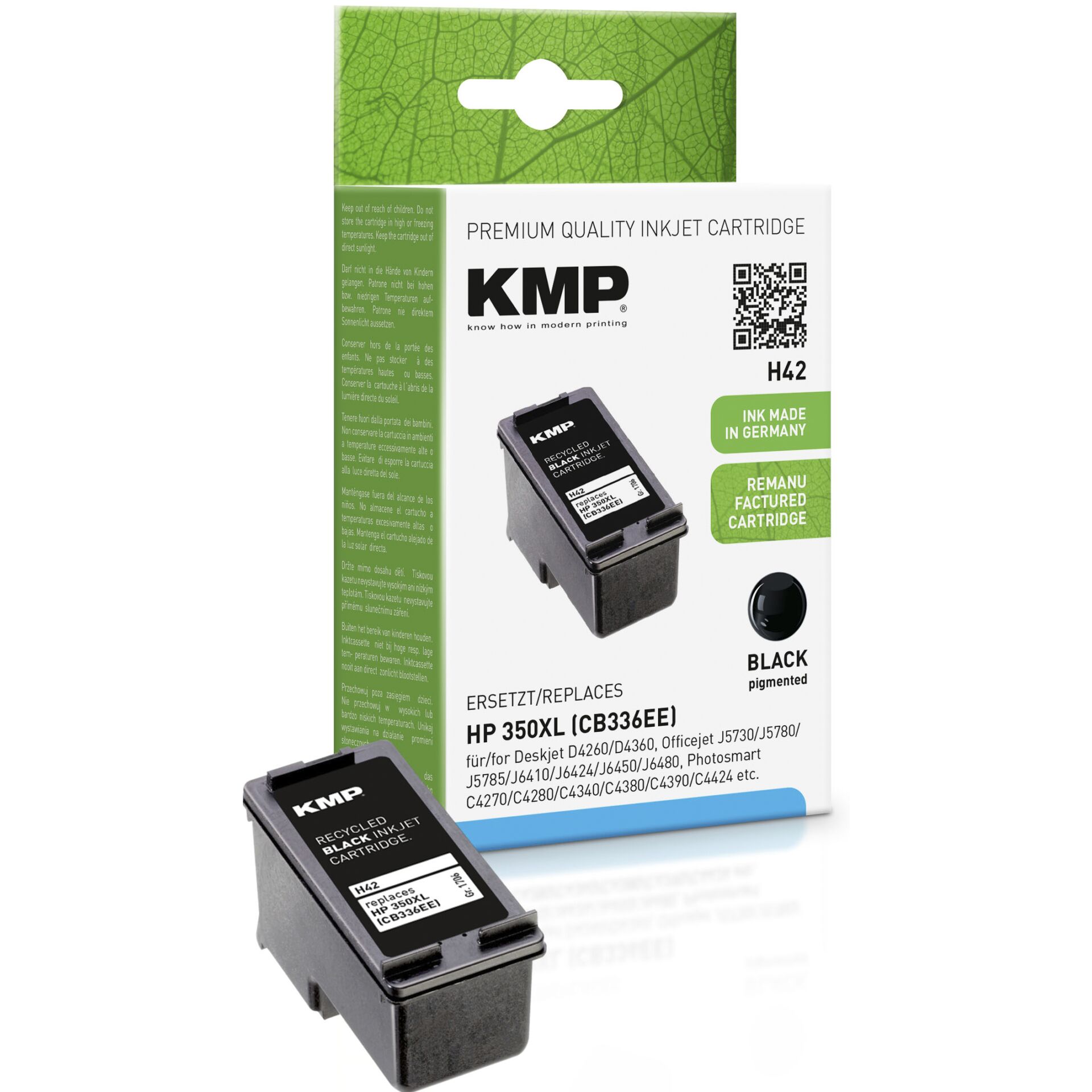 KMP H42 ink cartridge black comp. w. HP CB336EE No. 350 XL