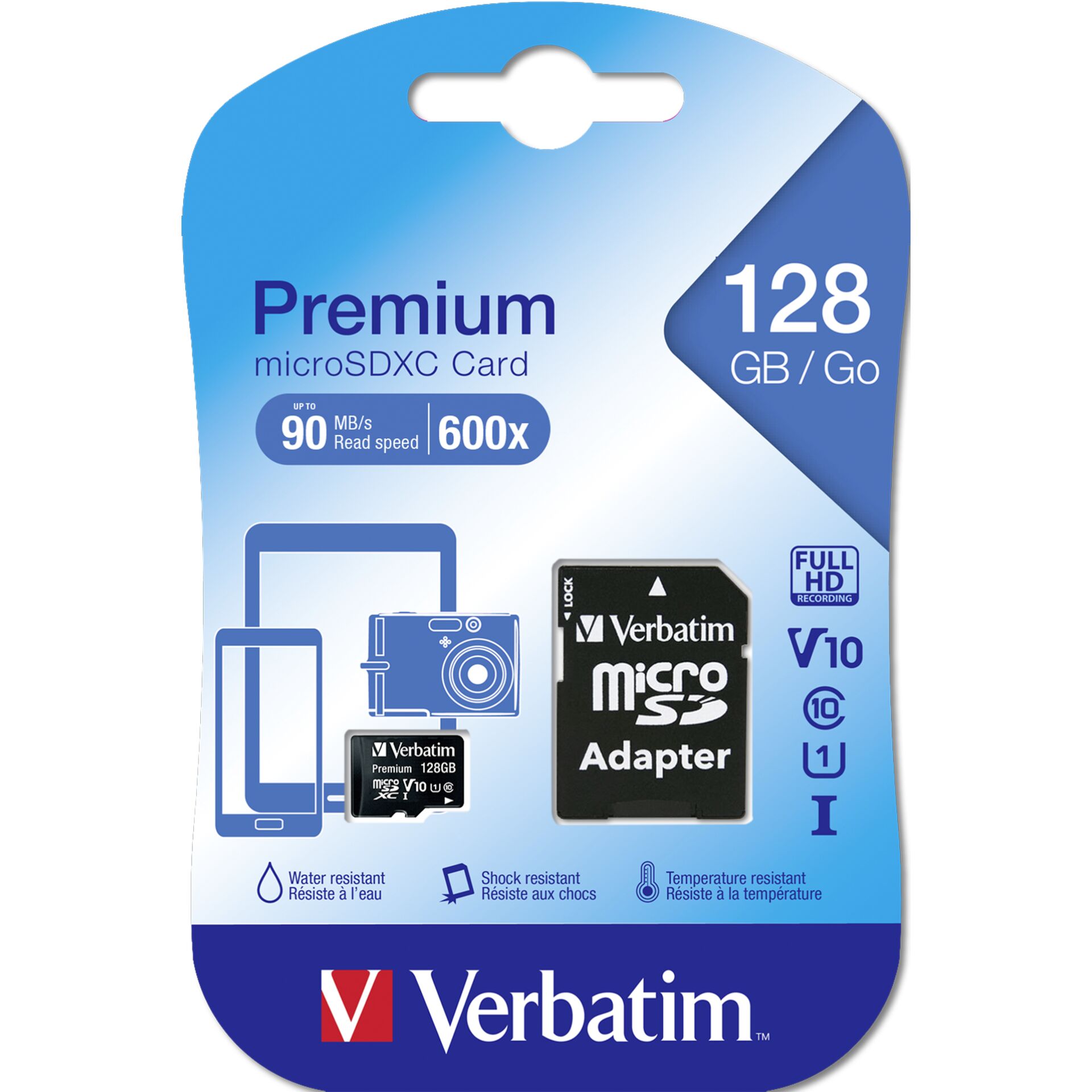 Verbatim microSDXC 128GB Class 10 UHS-I incl Adapt. 44085