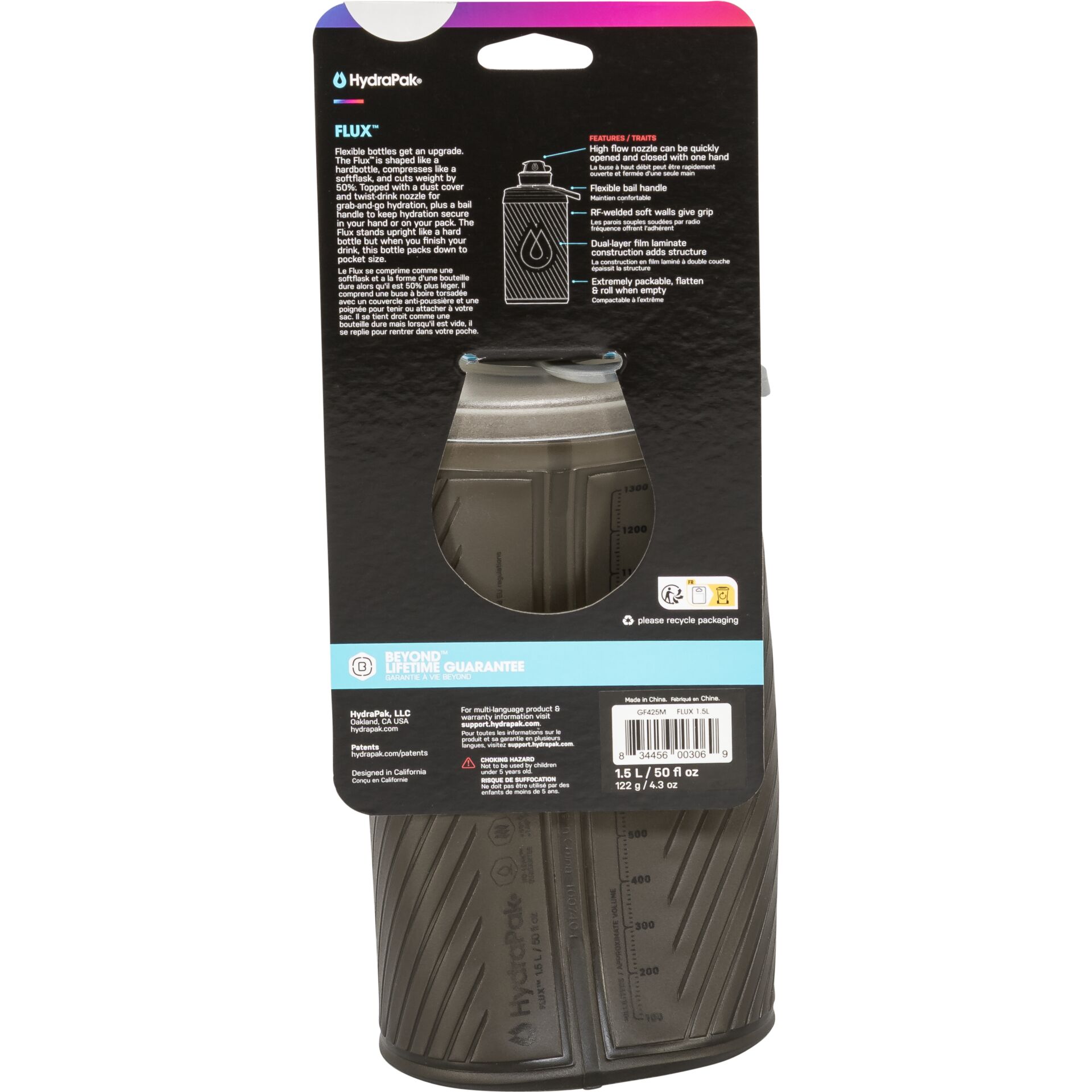 HydraPak Flux 1,5L foldable water bag grey