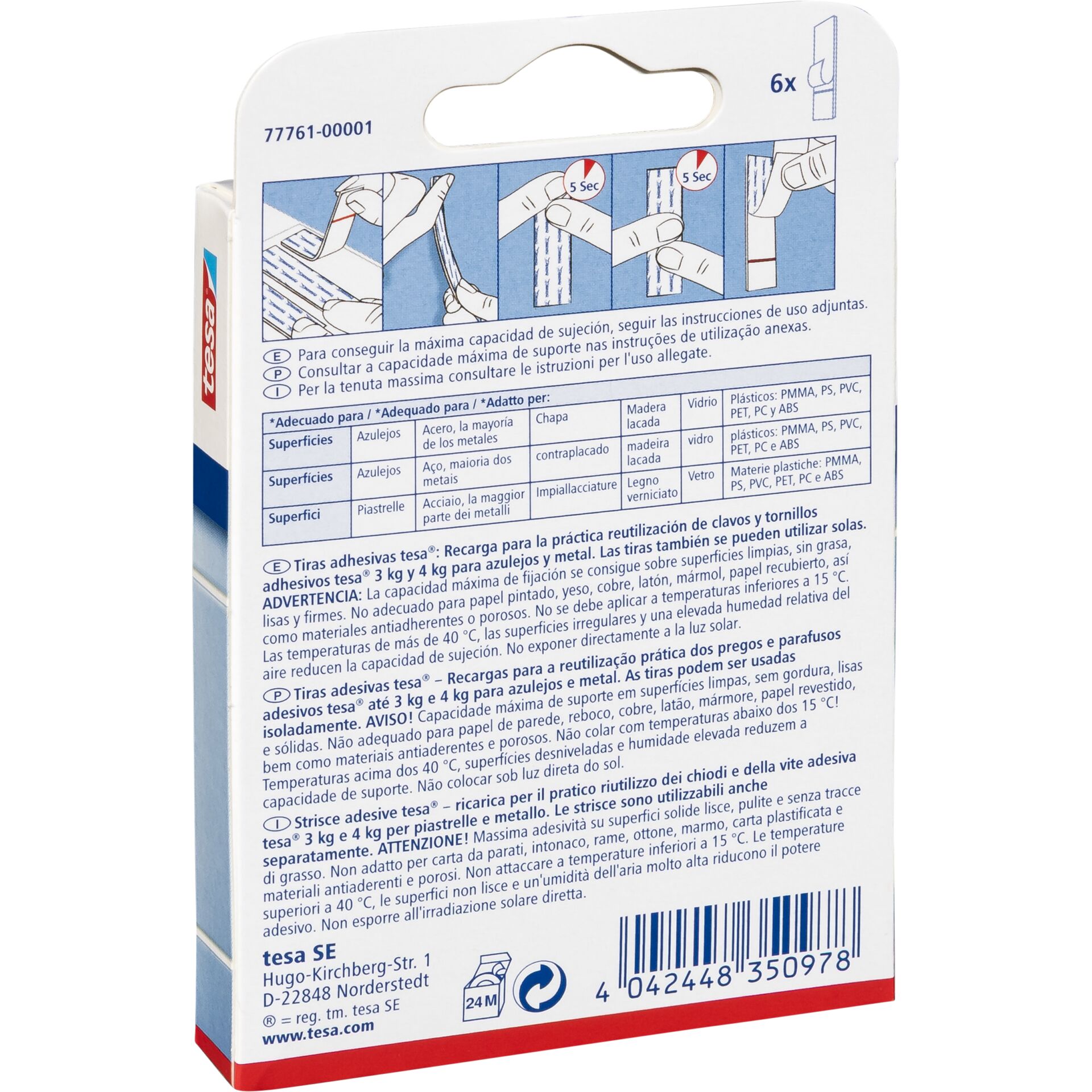 Tesa Adhesive Strips 3kg 77761 for Tiles & Metal