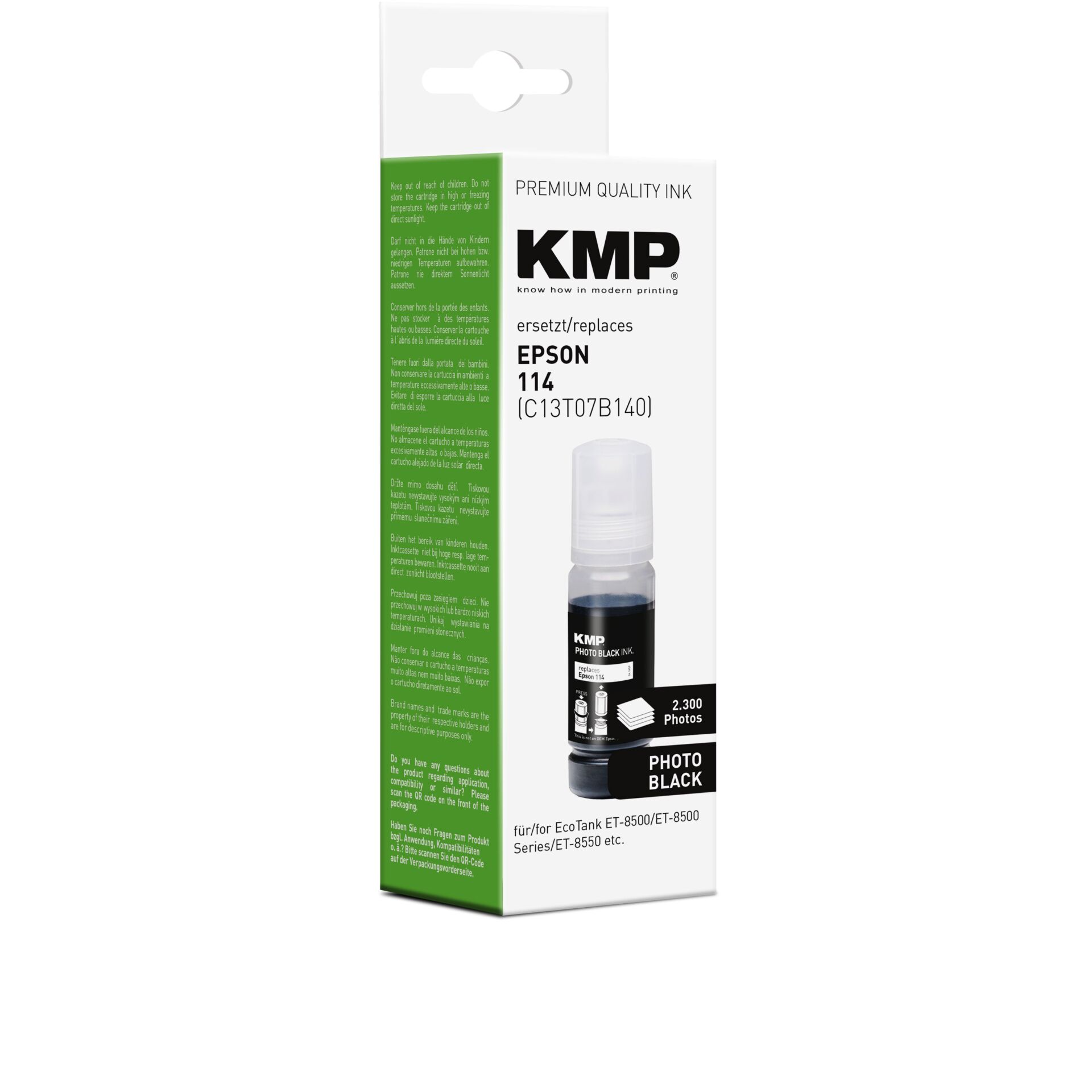 KMP Photo Black Ink Bottle replaces Epson 114 T 07B1 70 ml