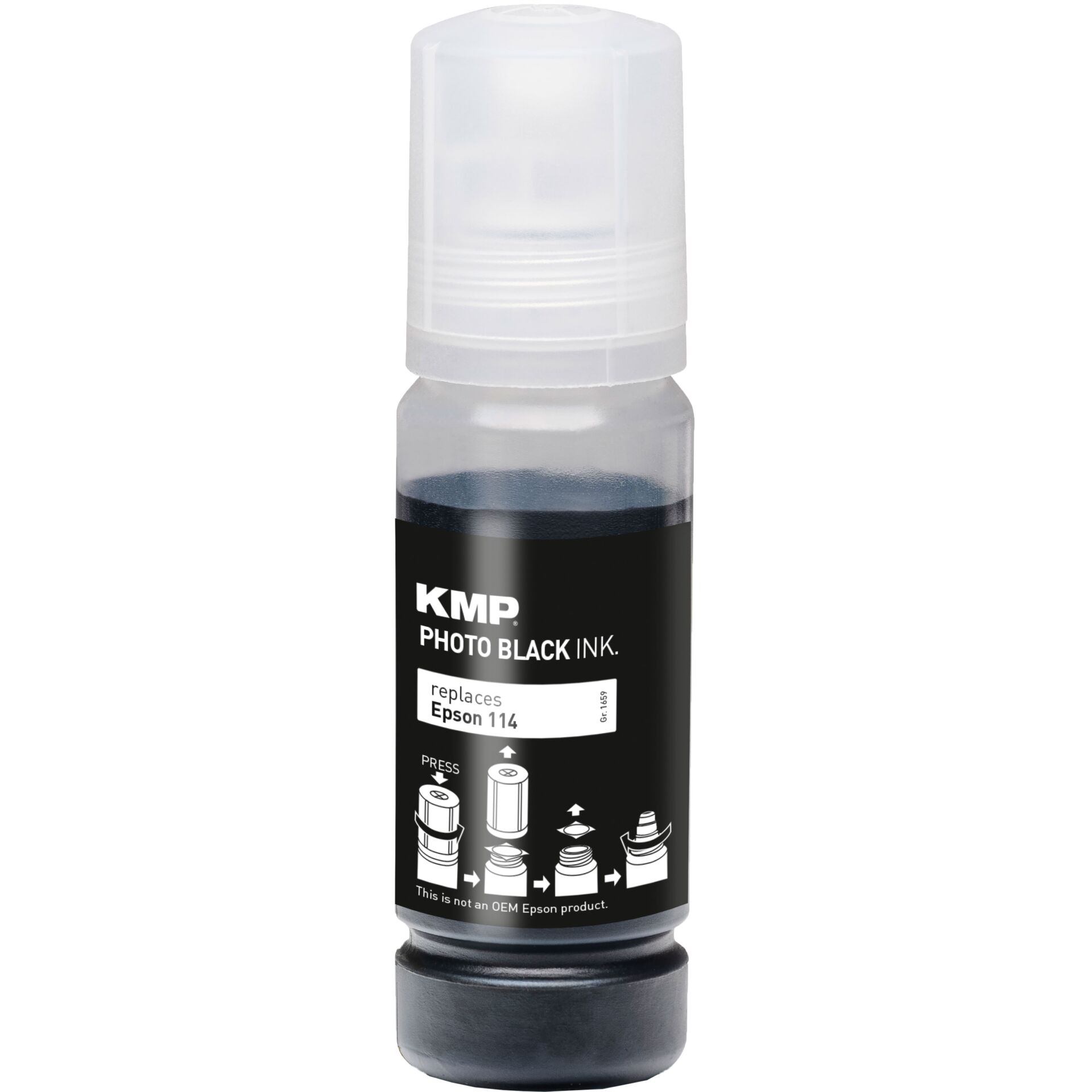 KMP Photo Black Ink Bottle replaces Epson 114 T 07B1 70 ml