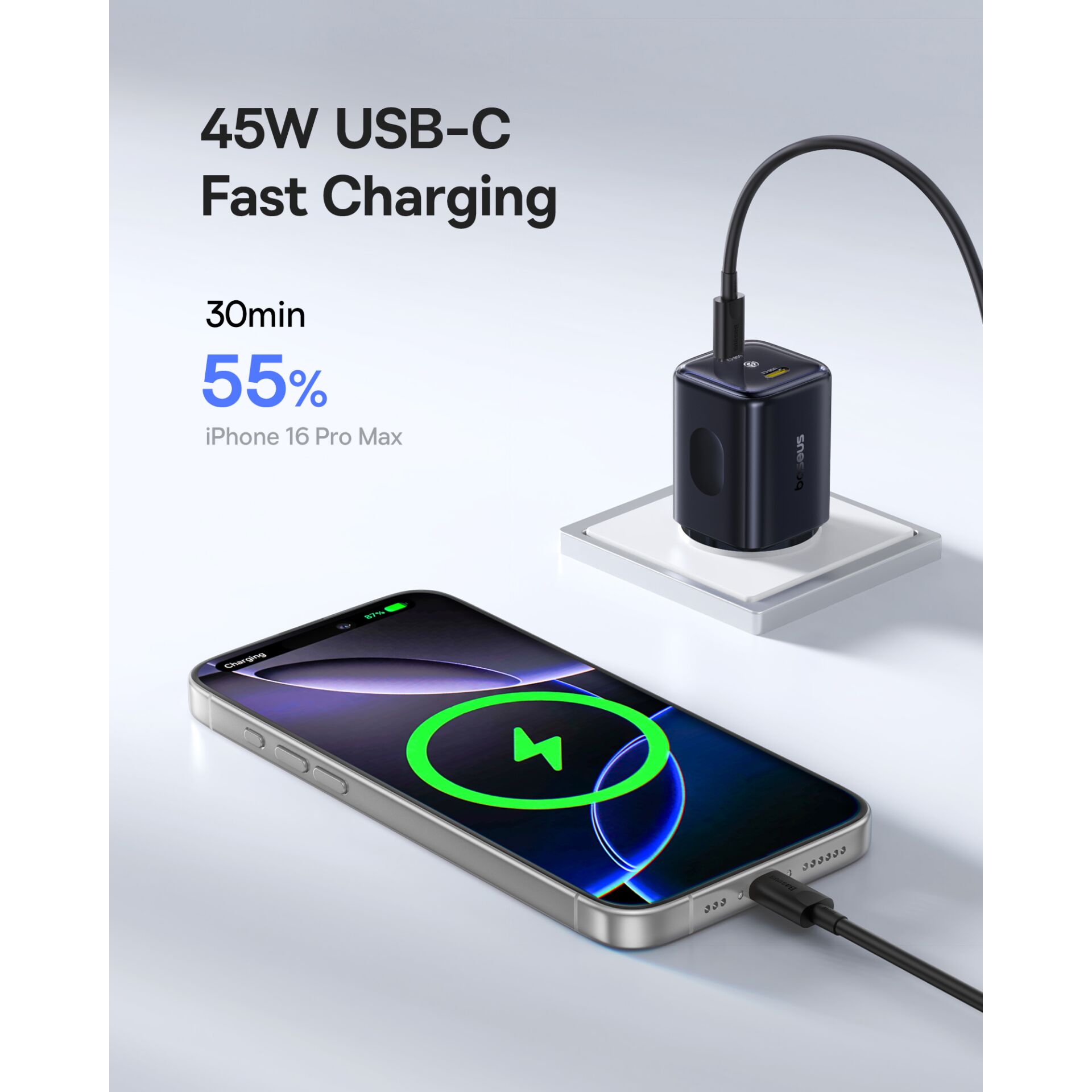 Baseus PicoGo AN13 Fast Charger 45W EU Cosmic, Black