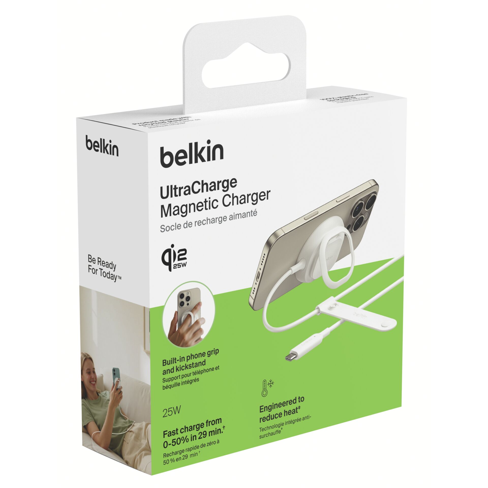 Belkin UltraCharge Mag. Charger Qi2 25W white Square WIA013hqWH
