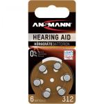 1x6 Ansmann Zinc-Air 312 (PR41) Hearing Aid Batteries