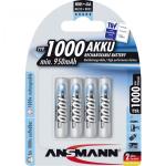 1x4 Ansmann NiMH rech. battery 1000 Micro AAA 950 mAh