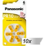 10x1 Panasonic PR 10 Hearing Aid Batteries Zinc Air 6 pcs.