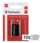 10x1 Verbatim Alkaline battery 9V-Block 6 LR 61           49924