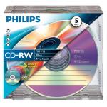 1x5 Philips CD-RW 80Min 700MB 4-12x SL Colour
