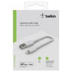 Belkin Lightning to USB-A Cable 15cm, Braided, mfi cert, white