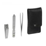 Zwilling CLASSIC snap fastener leather case, black, 3 pcs.