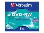 1x5 Verbatim DVD-RW 4,7GB 4x Speed, Jewel Case
