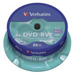 1x25 Verbatim DVD-RW 4,7GB 4x Speed, matt silver
