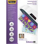 Fellowes Peel and stick pouches adhesive back, 80 micron, A4