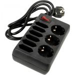 REV Socket line 9-fold 1,4 m w. switch black
