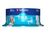 1x25 Verbatim CD-R 80 / 700MB 52x Speed, Data Life plus print.